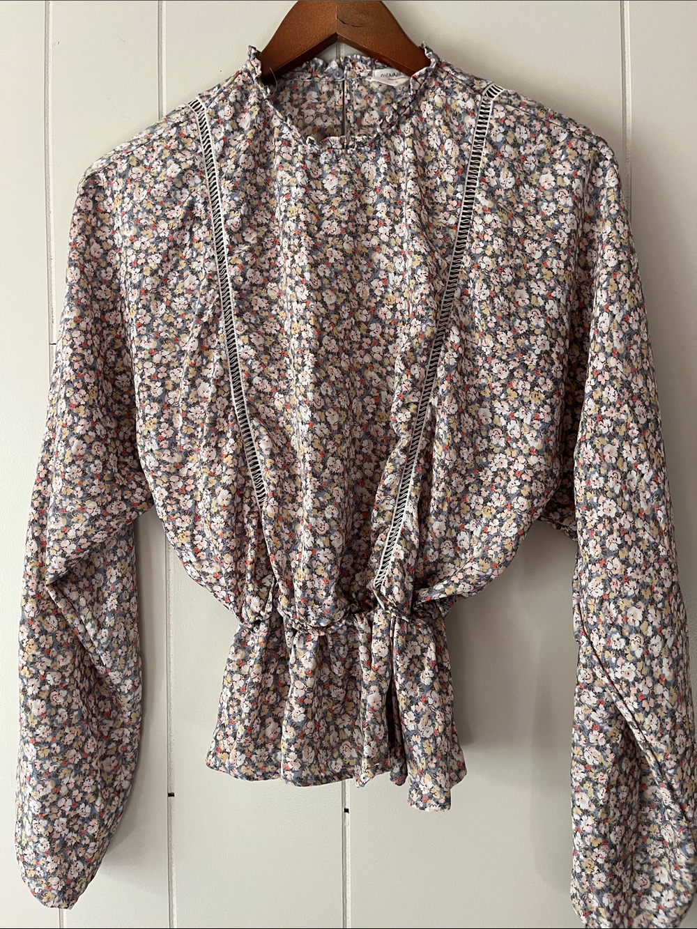 Floral Peplum Long-Sleeve Blouse - Cream Multi
